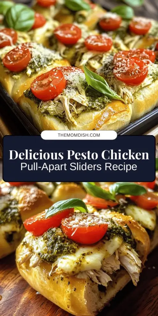 Looking for a delicious and easy dish that’s sure to impress? Try these Pesto Chicken Pull-Apart Sliders! Perfect for any occasion, these sliders combine tender chicken, creamy basil pesto, and gooey cheese, all nestled in soft rolls. Suitable for gatherings, game day, or family dinners, you can customize them to fit various tastes. Get ready to wow your guests with this flavorful delight! #PestoSliders #EasyRecipes #PartyFood #ComfortFood #ChickenRecipes