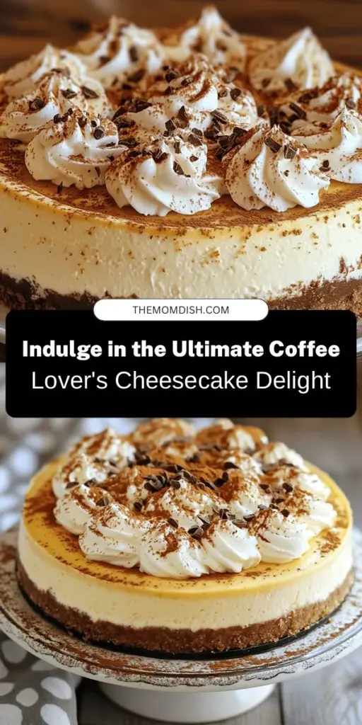 Indulge your taste buds with The Ultimate Coffee Lover's Cheesecake, a delightful fusion of creamy cheesecake and bold coffee flavor. Perfect for special occasions or as a sweet treat with friends, this recipe promises a luxurious experience for dessert lovers and coffee enthusiasts alike. With a rich texture and a deliciously flavored graham cracker crust, it’s a dessert that impresses every time. Ready to create this heavenly cheesecake? #CoffeeCheesecake #DessertRecipes #Baking #CheesecakeLovers #CoffeeLovers