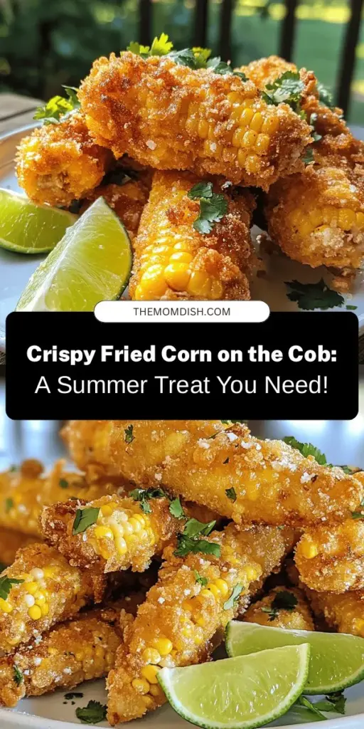 Dive into summer with this irresistible crispy fried corn on the cob recipe! Perfect for barbecues or lazy afternoons, this dish combines sweet, juicy corn with a crunchy, flavorful coating that will have everyone coming back for more. Marinated in buttermilk and coated with spices, each bite is a delightful experience. Elevate your gatherings with this simple yet satisfying treat that's sure to impress! #FriedCorn #SummerRecipes #CrispyDelight #FoodieFavorites #BBQSnacks