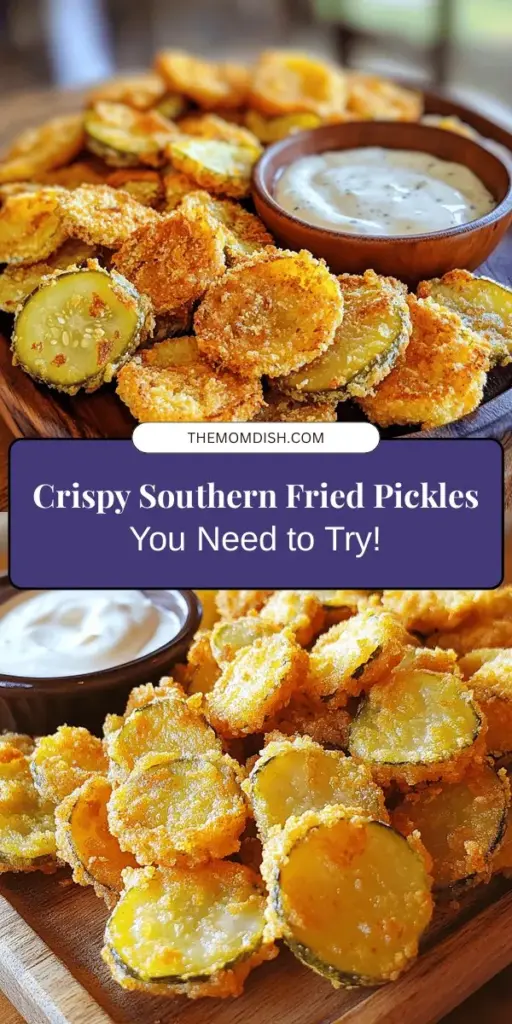 Craving a crunchy, tangy snack? Try these crispy Southern fried pickles! Perfect as an appetizer or snack, they combine the zesty flavor of dill pickles with a golden-brown cornmeal coating. Easy to make and a crowd favorite, serve them with ranch or your favorite dipping sauce for an unforgettable experience. Get ready for that perfect crunch! #FriedPickles #SouthernCooking #ComfortFood #Appetizers #Snacks #CrispyTreats