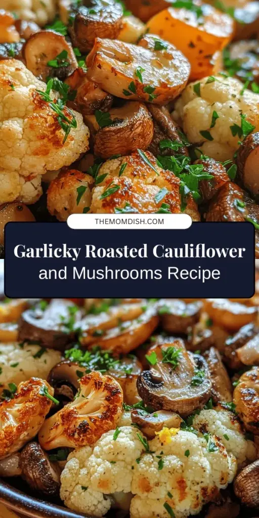 Discover the deliciousness of garlicky roasted cauliflower and mushrooms, a nutritious and versatile dish perfect for any meal. This recipe blends the crispy texture of cauliflower with the umami richness of mushrooms, all enhanced by aromatic garlic. It's easy to make and packed with health benefits, making it a great choice for vegan and gluten-free diets. Elevate your cooking with this flavor-packed delight! #RoastedVegetables #HealthyEating #VeganRecipes #GlutenFree #Cauliflower #Mushrooms #GarlicLovers