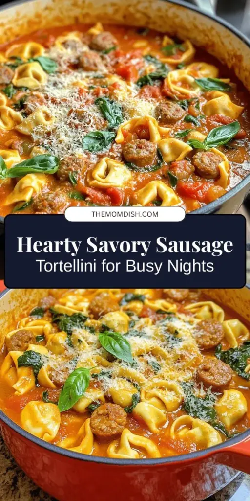 Discover the comforting flavors of Savory Sausage Tortellini Delight, a perfect dish for busy weeknights or relaxed weekends. This one-pot meal combines hearty Italian sausage, tender cheese tortellini, and vibrant greens for a nutritious feast. Enjoy its versatility, as you can customize spice levels and ingredients. With rich Italian flavors, this delicious dish is sure to impress your family and friends. Try it today! #SausageTortellini #ComfortFood #PastaRecipes #QuickMeals #HealthyEating