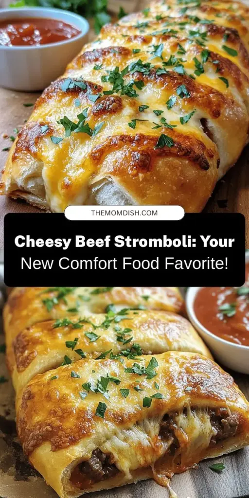 Dive into the deliciousness of Cheesy Beef Stromboli, the perfect hearty comfort food for family dinners, game day, or casual gatherings. With a golden-brown crust wrapped around seasoned ground beef, melty cheese, and fragrant herbs, it's a dish everyone will love. Customize with your favorite veggies and cheeses for a personal twist. Serve with marinara or garlic butter for an extra flavor kick! Get ready to impress your guests! #Stromboli #ComfortFood #FamilyDinner #EasyRecipes #CheesyGoodness