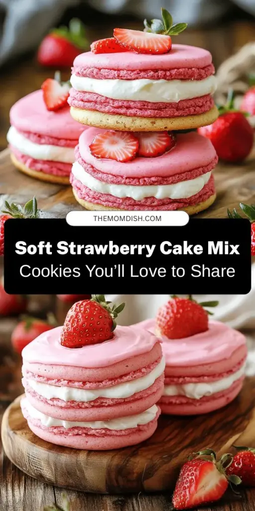 Indulge in the delightful taste of soft strawberry cake mix sandwich cookies! These easy-to-make treats combine the sweetness of strawberries with a chewy cookie texture, perfect for any occasion. Using strawberry cake mix simplifies baking while delivering vibrant flavors. Add a creamy frosting and fresh strawberries for an irresistible finish! Gather your loved ones and enjoy these charming cookies anytime. #Baking #Cookies #Desserts #Strawberry #SweetTreats #CakeMixCookies #HomeBaking