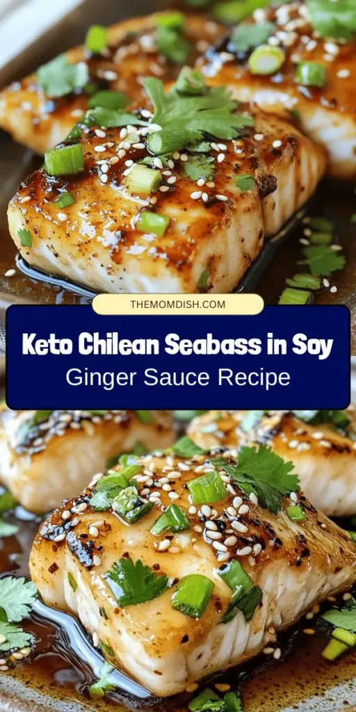 Experience a delicious twist on a keto diet with this Keto Asian-Inspired Chilean Seabass in Soy Ginger Sauce. Bursting with rich flavors from fresh ginger, garlic, and soy sauce, this dish is not only healthy but also quick to prepare—perfect for your busy weeknights. Enjoy the benefits of omega-3 fatty acids while tantalizing your taste buds. Dive into a flavorful journey today! #Keto #ChileanSeabass #AsianCuisine #HealthyEating #LowCarb #Seafood #DinnerIdeas #RecipeInspiration #MealPrep