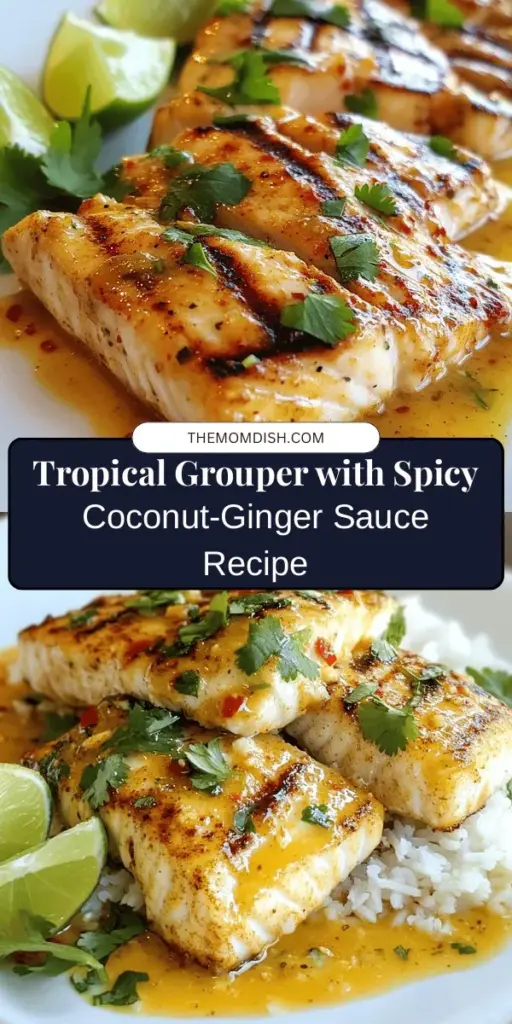 Discover the flavors of the tropics with this Tropical Grouper recipe featuring a spicy coconut-ginger sauce. Perfect for any occasion, this dish combines flaky grouper fillets with a creamy, zesty sauce that's easy to make. Packed with protein and essential nutrients, it's a healthy and vibrant addition to your dinner table. Elevate your culinary skills and transport your taste buds to sunny beaches! #TropicalGrouper #HealthyEating #SeafoodRecipes #CoconutGingerSauce #CookingAtHome #TropicalCuisine #FishDish #EasyRecipes