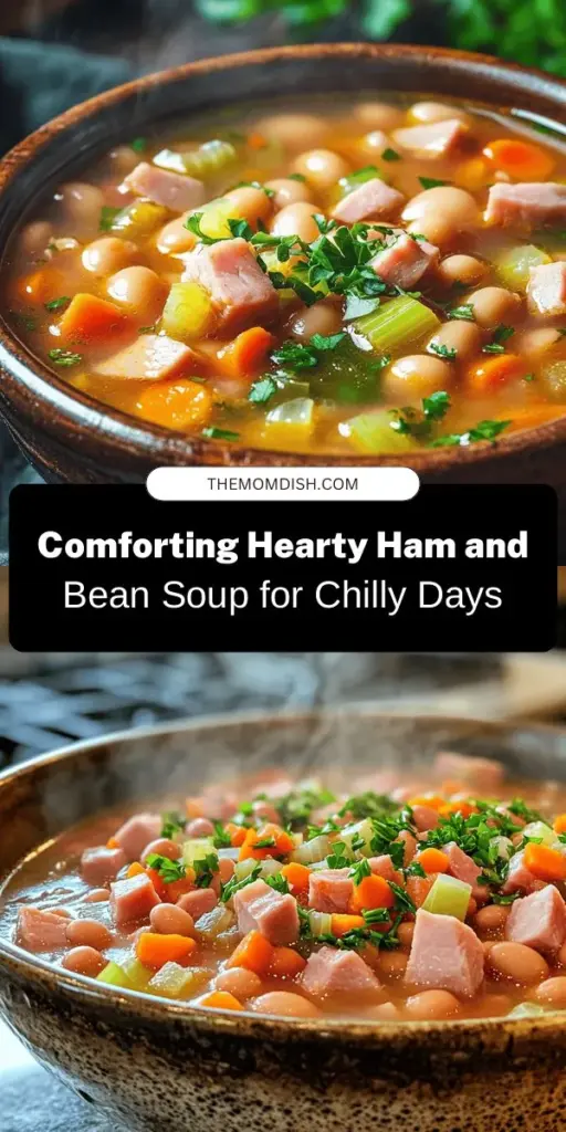 Warm up your family on chilly days with this delightful hearty ham and bean soup recipe! Combining savory ham, creamy navy beans, and a medley of fresh vegetables, this comforting classic is packed with nutrition and flavor. Perfect for family gatherings or cozy evenings at home, you can easily customize it to suit your taste. Get your ingredients ready and enjoy this nourishing dish year-round. #SoupRecipe #ComfortFood #HamAndBeans #HomemadeSoup #HealthyEating #FamilyDinner