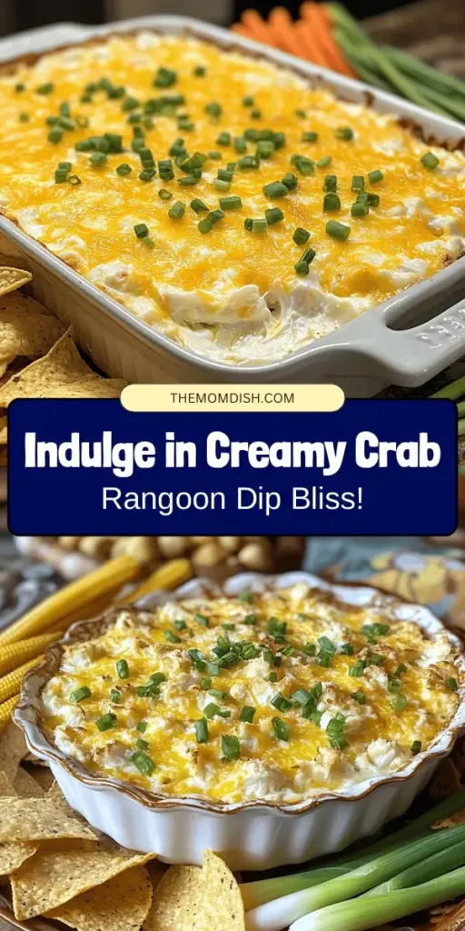 Looking for a crowd-pleasing appetizer? Try this Creamy Crab Rangoon Dip! This delicious twist on a classic favorite combines the rich flavors of crab, cream cheese, and seasonings into a velvety dip that's perfect for parties or cozy nights in. Serve it warm with crispy tortilla chips, crunchy veggies, or wonton chips for a delightful experience. Easy to prepare and sure to impress! #Appetizers #CrabRangoon #PartyFood #DipRecipes #SeafoodLovers #ComfortFood