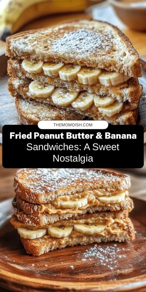 Indulge in the nostalgic comfort of fried peanut butter and banana sandwiches, a classic treat that blends creamy peanut butter with sweet, ripe bananas, all nestled between crispy, golden-brown slices of whole-grain bread. Perfect for breakfast, lunch, or a delightful snack, this recipe is as easy to make as it is satisfying. Customize it with honey, cinnamon, or even chocolate for an extra twist. Try this modern comfort food today! #ComfortFood #PeanutButter #BananaSandwich #Recipe #Foodie #Homemade #SnackIdeas