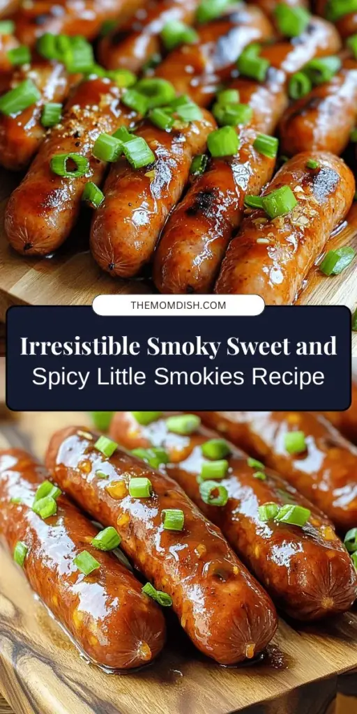 Elevate your appetizer game with Smoky Sweet and Spicy Little Smokies! These bite-sized sausages are a crowd favorite, featuring a delightful blend of barbecue sauce, honey, and spices for a perfect mix of sweet and spicy. Simple to prepare and packed with flavor, they’re perfect for any gathering, from game days to cozy dinners. Discover the joy of sharing this unforgettable dish with family and friends! #LittleSmokies #Appetizers #PartyFood #ComfortFood #RecipeIdeas #FoodieFavorites