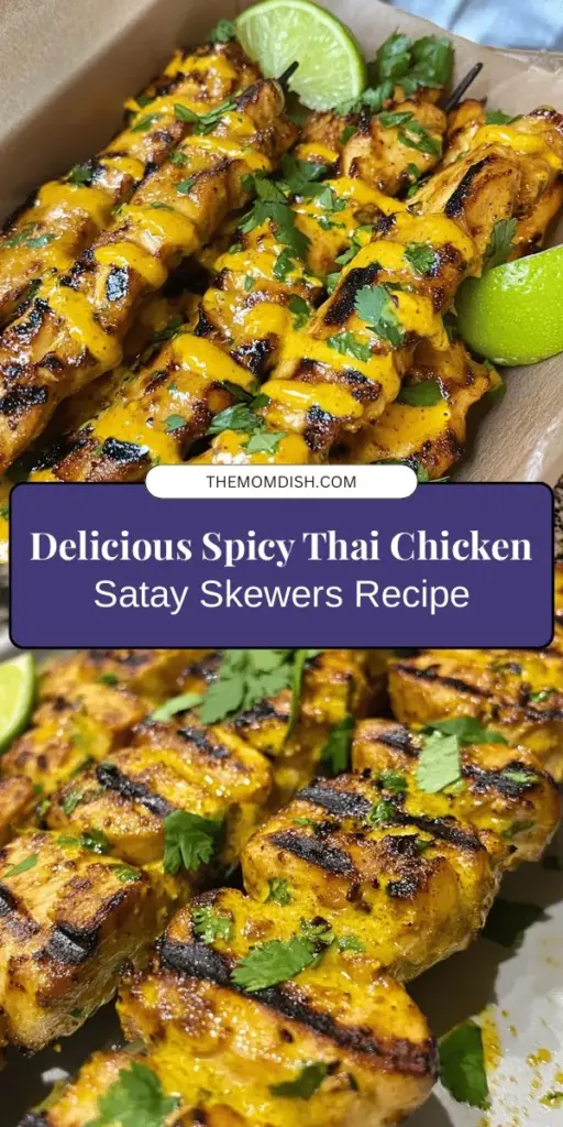 Dive into the vibrant world of Thai cuisine with this Spicy Thai Chicken Satay Skewers recipe! These flavorful skewers boast tender, marinated chicken grilled to perfection, accompanied by a rich, creamy peanut sauce. Perfect for appetizers, family dinners, or parties, this dish blends sweet, savory, and spicy flavors in every bite. Impress your guests with this delightful treat! #ThaiCuisine #ChickenSatay #PeanutSauce #Grilling #RecipeIdeas #Foodie