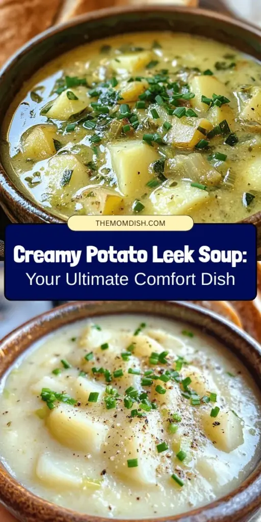 Warm up with a bowl of creamy potato leek soup, a comforting classic perfect for any season! This rich and velvety soup combines tender leeks and buttery Yukon Gold potatoes for a delightful flavor experience. Easy to make, it's packed with nutrients and can be customized to fit your dietary needs. Pair it with crusty bread and fresh chives for a meal everyone will love. Discover the simple steps to create this nourishing dish! #PotatoLeekSoup #ComfortFood #HealthyEating #SoupRecipes #CookingAtHome #Foodie #Yummy