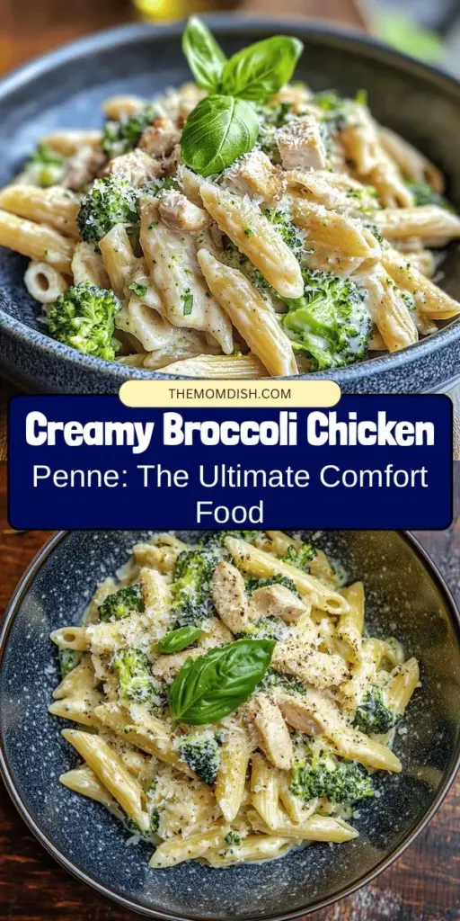 Discover the warm and comforting flavors of Creamy Broccoli and Chicken Penne! This delicious dish combines tender chicken, vibrant broccoli, and rich creamy sauce over perfectly cooked penne, making it perfect for family dinners or cozy gatherings. With tips for cooking the ingredients to perfection and insights into their nutritional benefits, you'll be ready to create a culinary masterpiece at home. Bring joy to your table with this delightful recipe! #PastaRecipes #ComfortFood #HealthyEating #DinnerIdeas #FamilyMeals