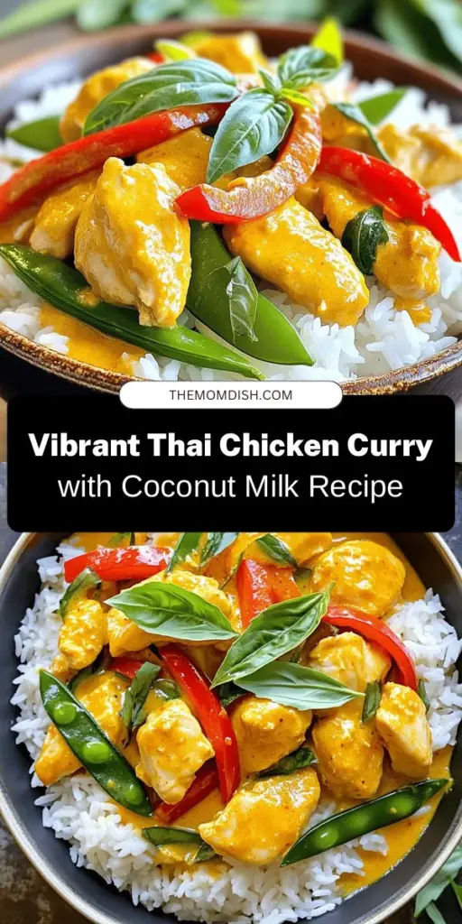 Embark on a flavorful journey with our Thai Chicken Curry featuring rich coconut milk! This delightful dish combines tender chicken and vibrant vegetables with aromatic spices for a comforting meal that's easy to make. Discover the origins, health benefits, and a step-by-step guide to achieving the perfect curry. Impress your family and friends with this culinary masterpiece and celebrate the essence of Thai cuisine! #ThaiCurry #CoconutMilk #Foodie #CookingFromScratch #DeliciousRecipes #HomeCooking #ThaiCuisine