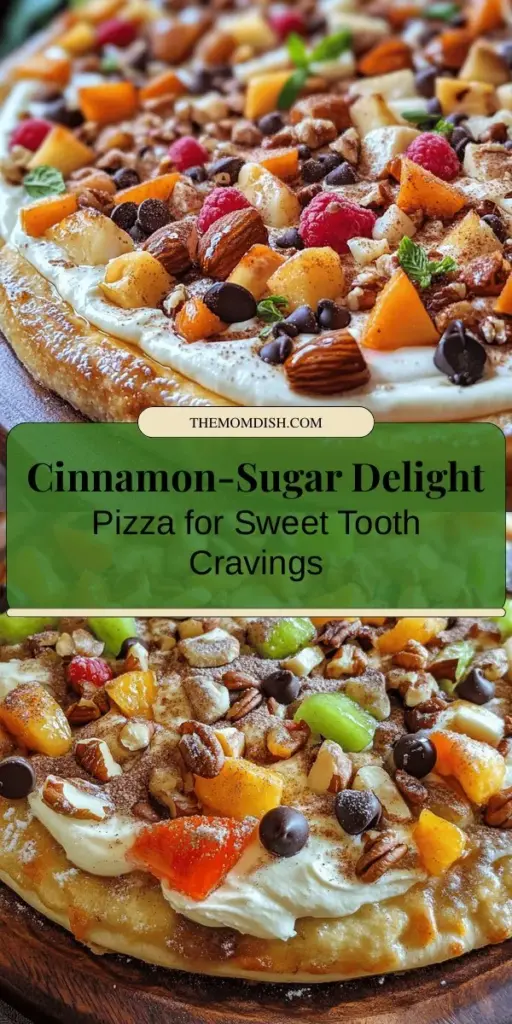 Indulge in the deliciousness of Cinnamon-Sugar Delight Pizza! This sweet twist on traditional pizza features a flaky crescent roll base, topped with a warm cinnamon-sugar blend and creamy cream cheese frosting. Perfect for gatherings or cozy nights, it’s a delightful treat that evokes memories of freshly baked cinnamon rolls. Customize with fruits, nuts, or chocolate for added flavor. Get ready to impress your friends and family! #DessertPizza #SweetTreats #BakingFun #CinnamonDelight #PizzaLovers #Foodie #YummyTreats