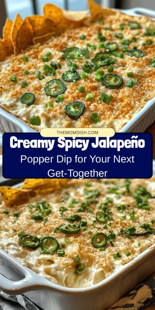 Elevate your next gathering with this irresistible Spicy Creamy Jalapeño Popper Dip! Combining the creamy goodness of cheeses with the fiery kick of jalapeños, this dish is perfect for scooping with tortilla chips, crackers, or veggies. Whether served warm or at room temperature, it's a crowd-pleaser that keeps guests coming back for more. Try this easy recipe for an unforgettable appetizer! #JalapenoDip #PartyDips #FingerFood #Appetizers #SpicyDelights