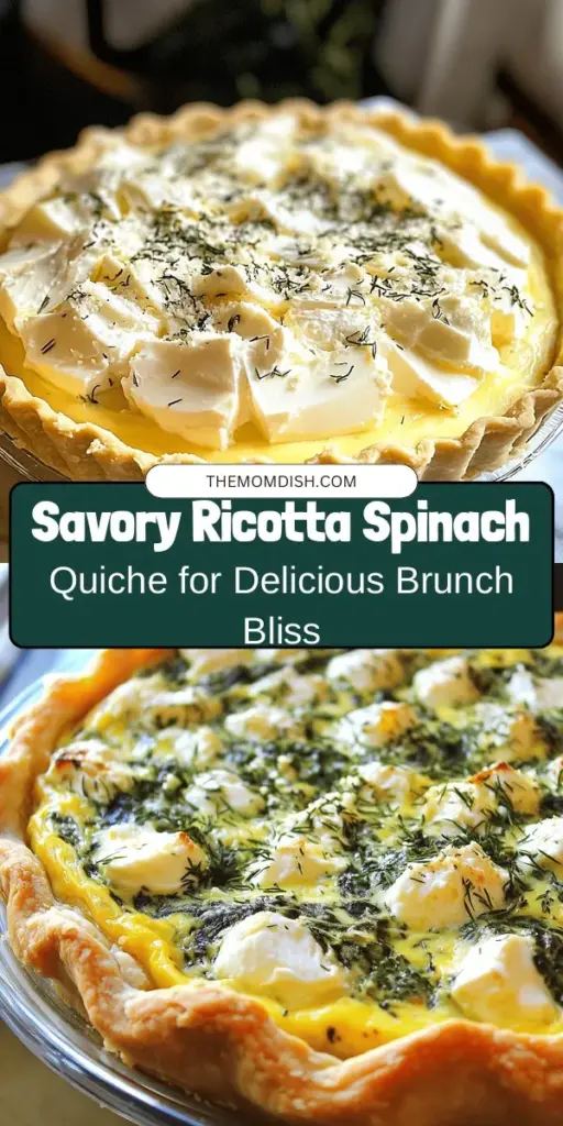 Discover the delightful flavors of Savory Ricotta Spinach Quiche! This versatile dish is perfect for brunch, dinner, or gatherings, combining creamy ricotta with fresh spinach for a nutritious meal. Packed with protein and vitamins, this quiche is both satisfying and elegant. Whether you serve it warm or at room temperature, it’s sure to impress your guests. Try this delicious recipe today and unleash your culinary creativity! #Quiche #Ricotta #Spinach #HealthyRecipes #BrunchIdeas #CookingAtHome