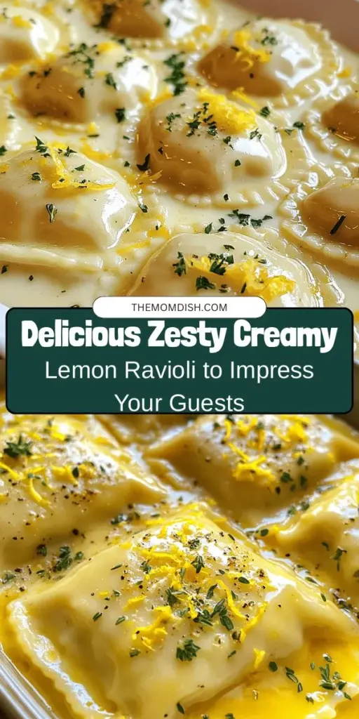 Indulge in the deliciousness of Zesty Creamy Lemon Ravioli with this easy homemade recipe! This gourmet dish combines creamy richness with bright lemon flavor, ideal for a cozy dinner or impressing guests. With straightforward ingredients and quick cooking steps, you can whip up a restaurant-quality meal in under 30 minutes. Perfect for any home cook. Get the full recipe now! #LemonRavioli #CreamyPasta #EasyRecipes #DinnerIdeas #Foodie #PastaLovers #HomeCooking #ItalianCuisine