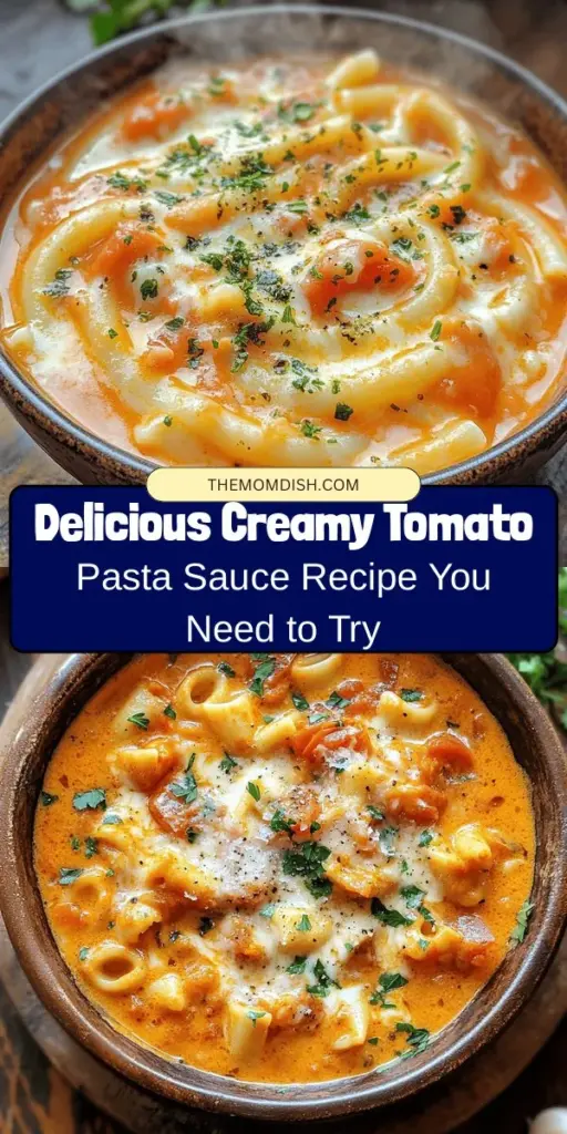 Indulge in the comforting flavors of Creamy Tomato Bliss Pasta Sauce—a quick and easy solution for weeknight dinners! This delicious sauce combines ripe tomatoes, aromatic herbs, and creamy goodness, perfect for satisfying everyone at your table. Whether tossed with your favorite pasta or used in a lasagna, it's a versatile dish that promises to become a staple in your home. Explore tips, serving suggestions, and creative variations to make it your own! #PastaSauce #CreamyTomato #QuickMeals #ComfortFood #HomeCooking