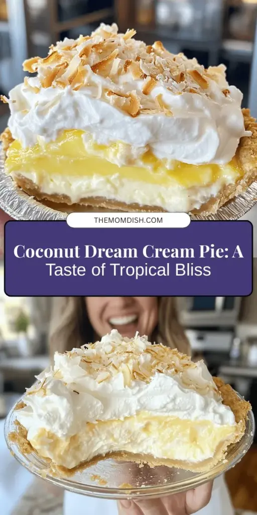 Dive into a tropical paradise with Coconut Dream Cream Pie! This luscious dessert features creamy coconut custard, fluffy whipped cream, and a crisp pie crust, making it perfect for any occasion. Learn how to toast coconut, create a rich custard, and master the art of whipped cream for a show-stopping treat that’s sure to impress. Discover the joy of baking and elevate your dessert game with this irresistible pie! #CoconutDreamPie #Dessert #Baking #Recipe #PieLovers #TropicalFlavors