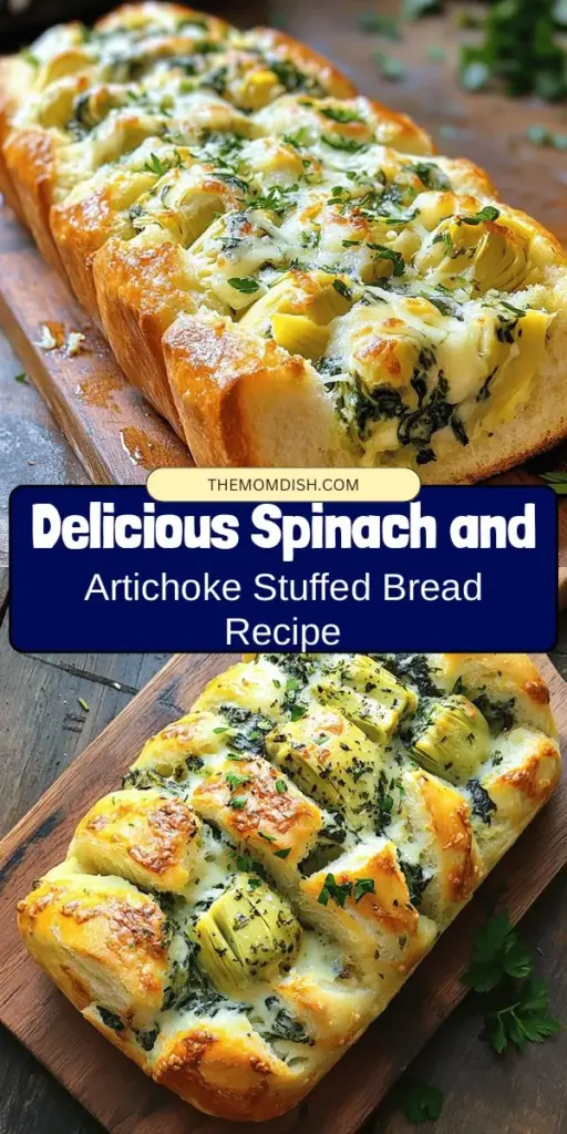 Indulge in the deliciousness of Spinach & Artichoke Stuffed Bread, the perfect appetizer for any gathering! This flavorful dish combines creamy artichokes and fresh spinach, enveloped in warm, crusty bread. Easy to make and share, it’s sure to impress your guests. Discover the step-by-step guide to create this mouthwatering recipe and elevate your culinary game. Get ready to savor every bite! #SpinachArtichoke #StuffedBread #Appetizer #YummyRecipes #ComfortFood #PartyFood