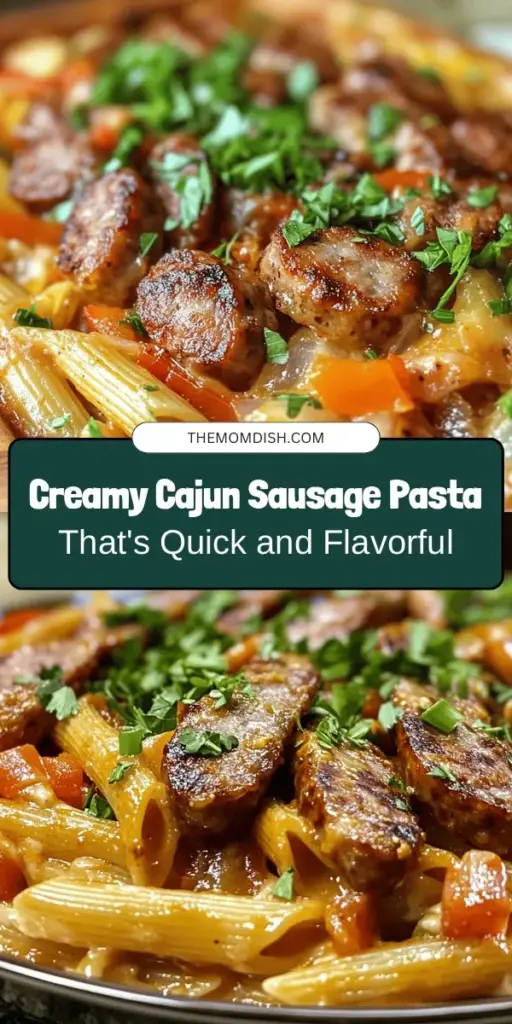 Discover the vibrant flavors of Louisiana with this Easy and Delicious Creamy Cajun Sausage Pasta Recipe. This hearty dish features smoky sausage, a velvety cream sauce, and a zesty kick from Cajun spices, making it perfect for busy weeknights or cozy gatherings. Simple to prepare, this recipe will have even novice cooks feeling like kitchen pros. Dive into a bowl of rich, comforting goodness tonight! #CajunPasta #SausageRecipes #ComfortFood #EasyDinner #PastaLovers #DeliciousRecipes #Foodie