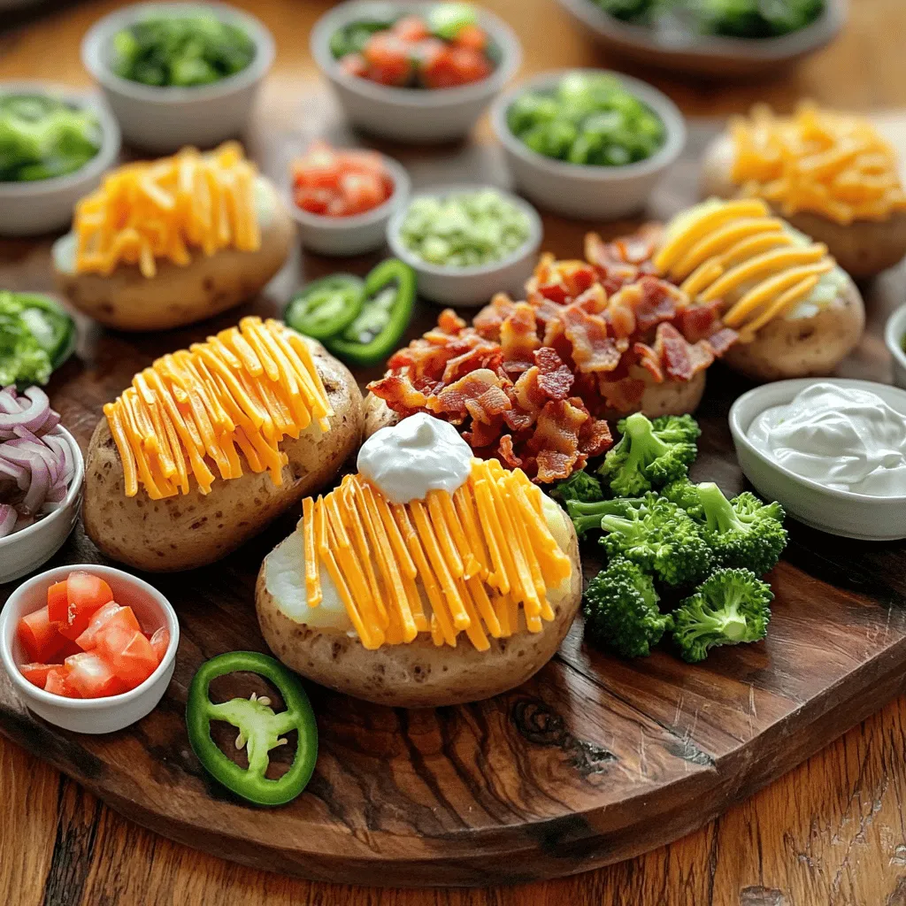 A cozy baked potato bar is fun and easy to set up. It lets everyone create their own meal. First, you need the right ingredients. For a tasty baked potato bar, use large russet potatoes. They are perfect for baking. You will also need olive oil, garlic powder, and onion powder. Don’t forget salt and pepper!