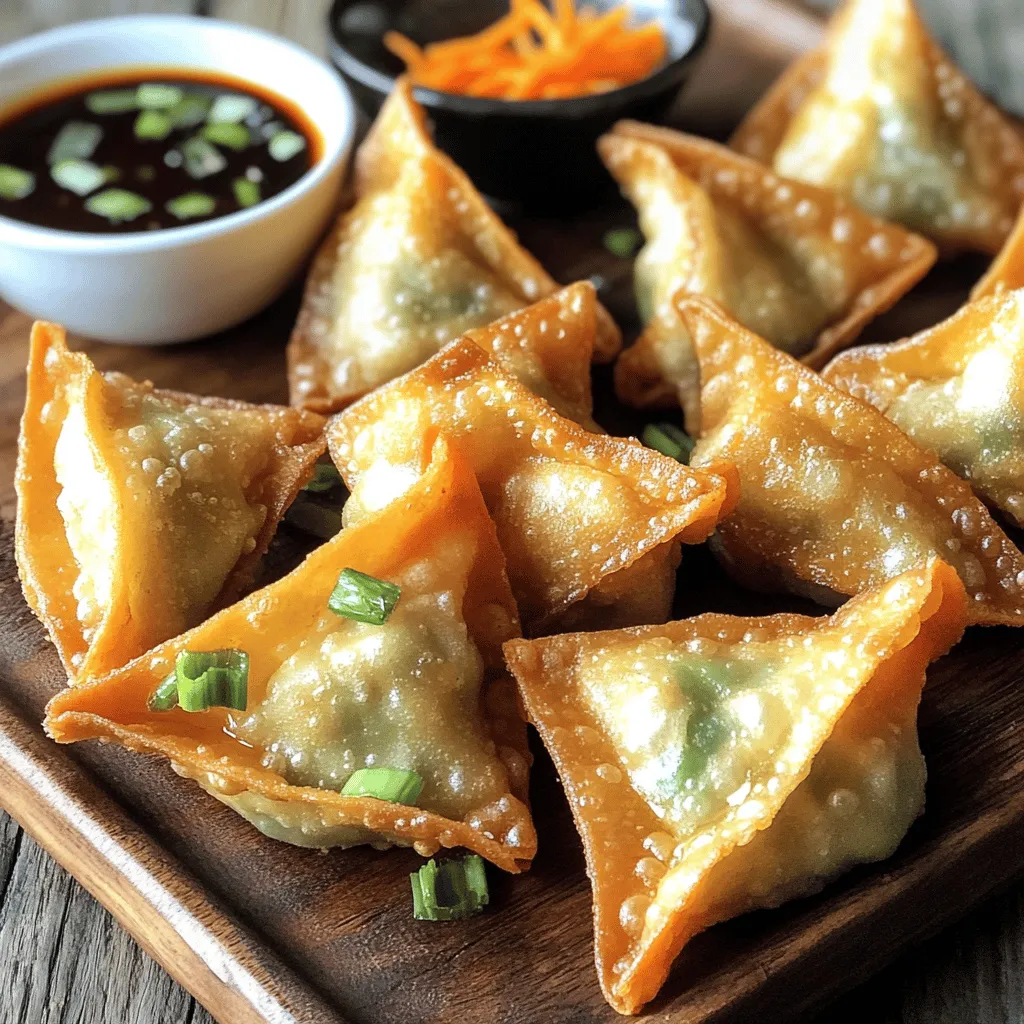 Fried wontons are a tasty treat that can brighten any meal. You start with a mixture of ground pork or chicken, green onions, and carrots. This filling gives the wontons their great taste.