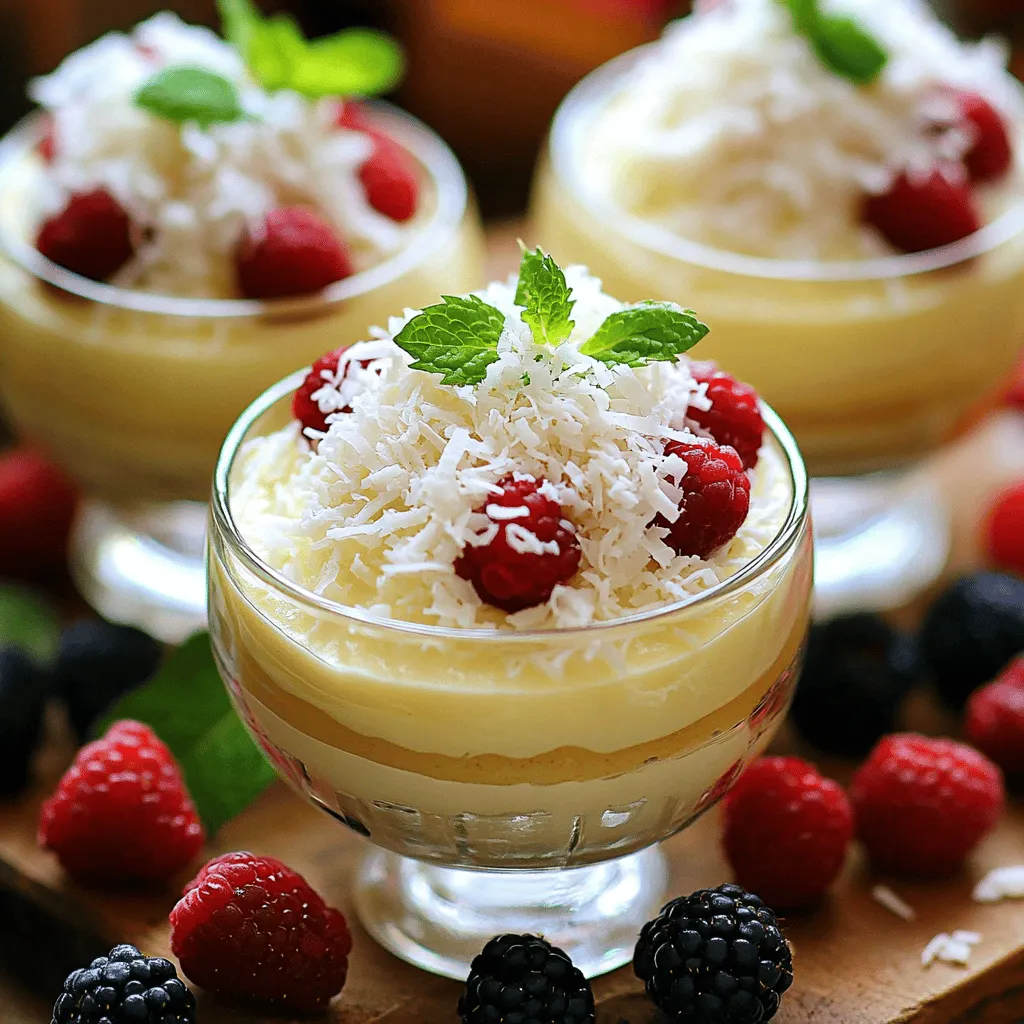 To make a great coconut mousse, you need a few key ingredients. First, you need full-fat coconut milk. This gives the mousse its rich and creamy texture. You will also want unsweetened shredded coconut. It adds a nice texture and enhances the coconut flavor.