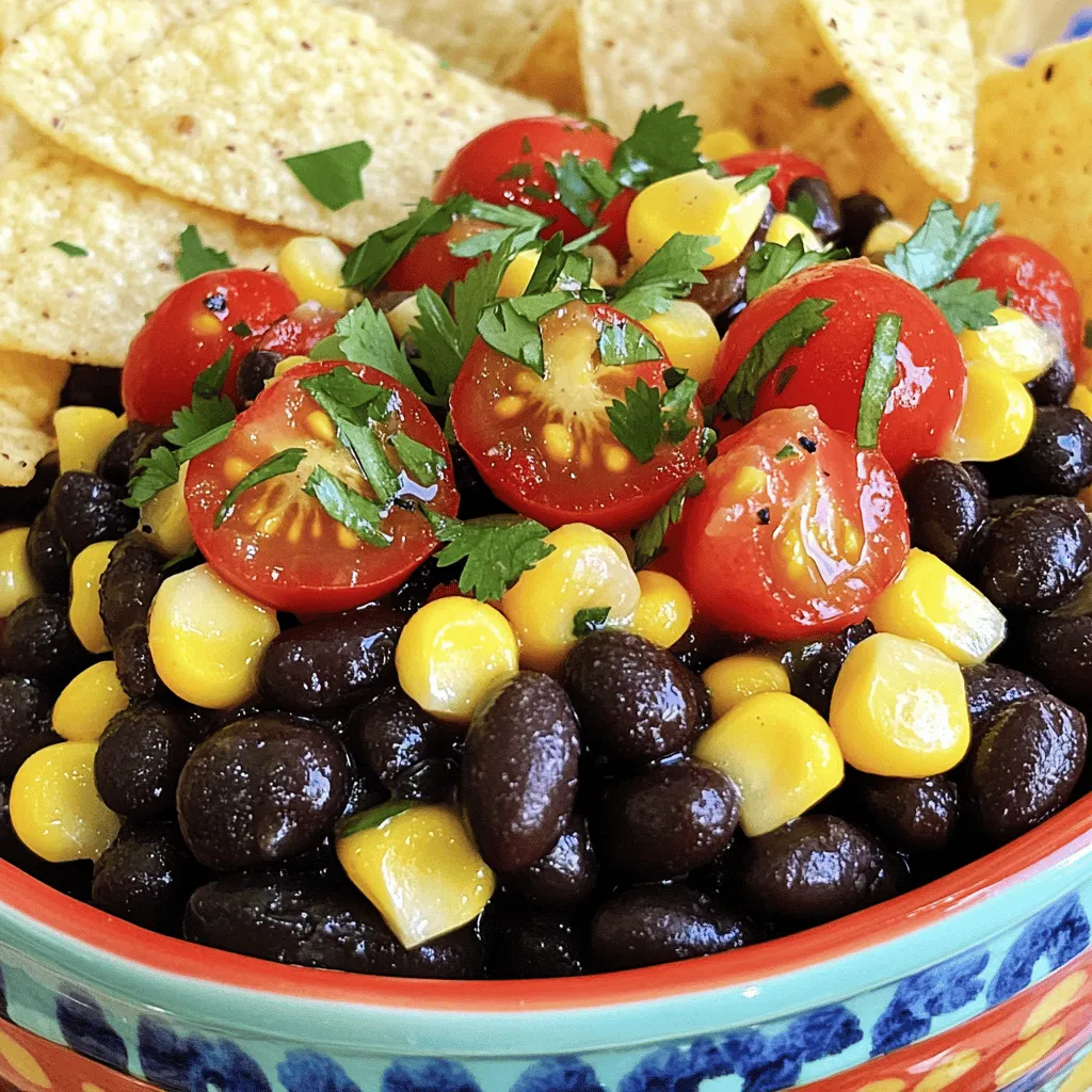 To make a fresh and tasty black bean and corn salsa, you need a few key ingredients. The main stars are black beans and corn. I like to use one can of black beans. Make sure to drain and rinse them well. This helps remove extra sodium. For corn, you can use fresh or frozen. If you use frozen, just thaw it first.