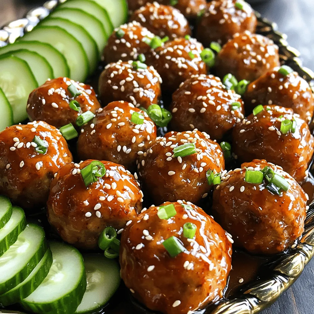 To make sweet and spicy meatballs, you need a few key ingredients. For the meatballs, use ground beef or ground turkey. Mixing in breadcrumbs keeps them soft. Adding green onions, garlic, and ginger boosts the flavor. Sesame oil gives a nice nutty taste, while salt and black pepper add seasoning.