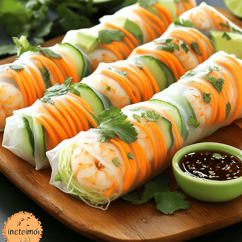 Shrimp summer rolls are a fresh treat. They wrap shrimp, herbs, and veggies in rice paper. This dish is light and healthy. You can dip them in sauce for extra flavor.