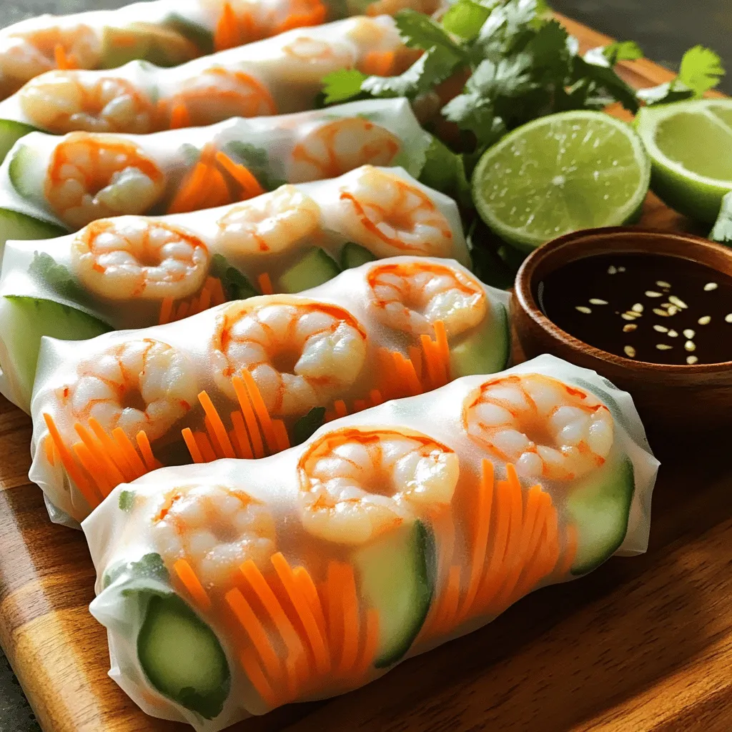 Shrimp summer rolls are a fresh treat. They wrap shrimp, herbs, and veggies in rice paper. This dish is light and healthy. You can dip them in sauce for extra flavor.