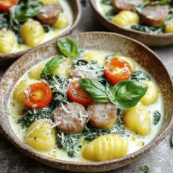 Tuscan Sausage Gnocchi with Creamy Spinach Sauce