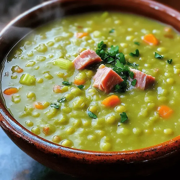 As the temperature drops and the days grow shorter, the allure of a steaming bowl of soup becomes irresistible. One dish that perfectly embodies the essence of comfort food is Rustic Split Pea and Ham Soup. This hearty soup, rich in flavor and nutrients, has been a staple in many households, especially during the colder months. The combination of tender split peas and savory diced ham creates a satisfying meal that warms both body and soul.