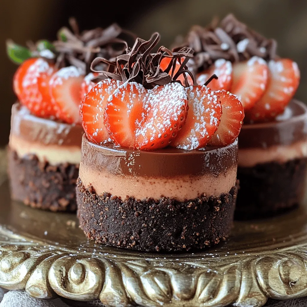 To make chocolate strawberry mini cheesecakes, you need a few key ingredients.