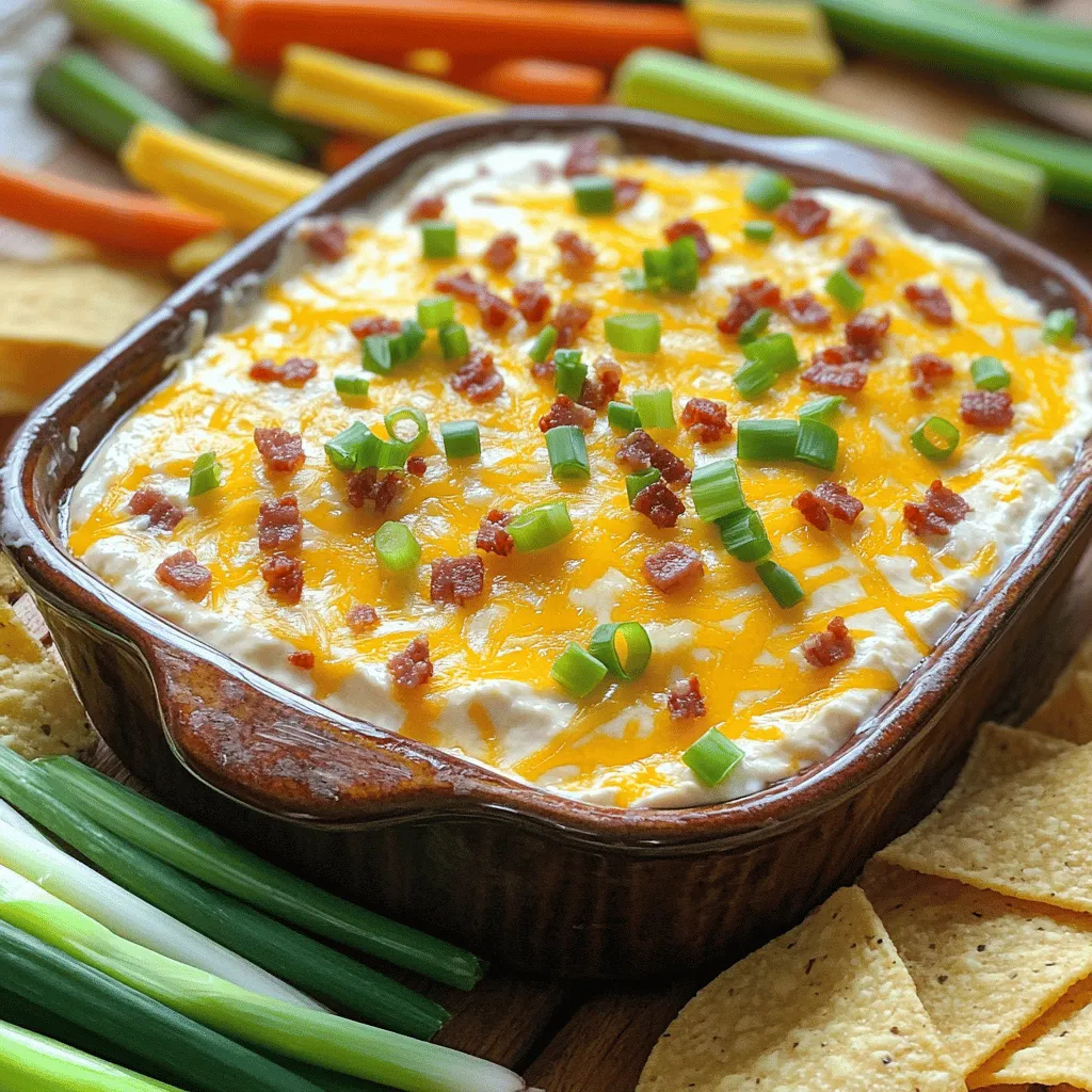 The main ingredients for beef bacon cream cheese dip are simple yet delicious. You need 8 oz of softened cream cheese. This gives the dip its rich and creamy base. Next, add 1 cup of cooked beef bacon, chopped into bits. This adds a savory, smoky flavor that makes the dip special.