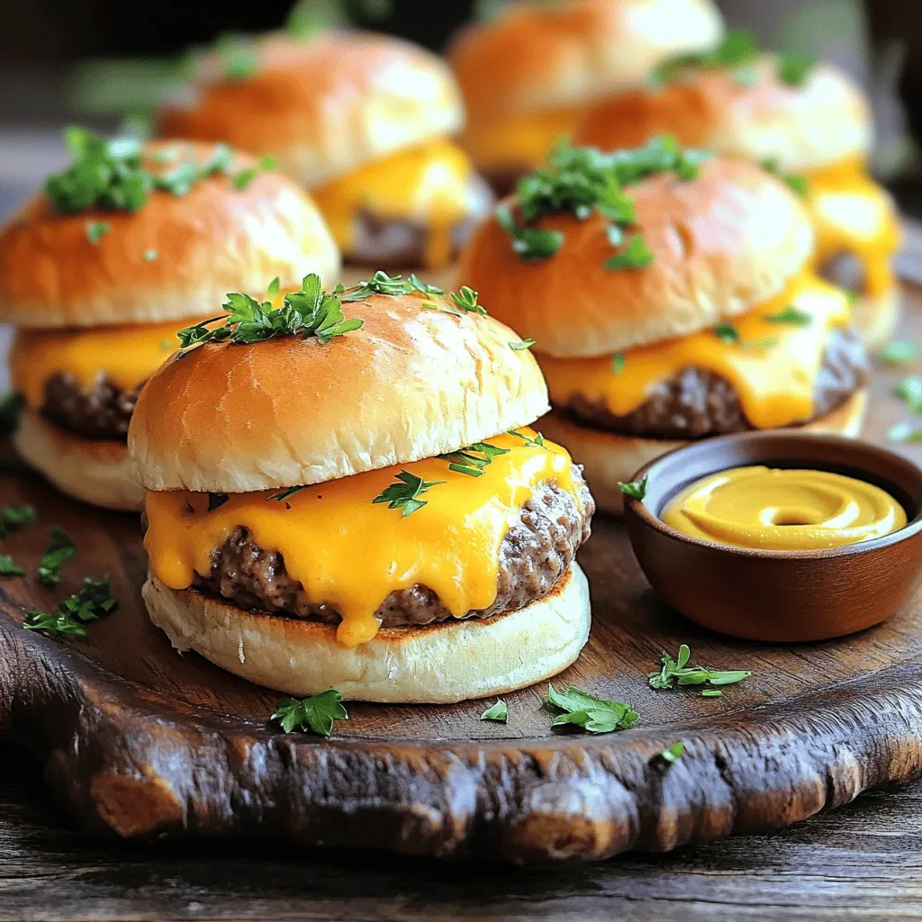 To make beef & cheddar sliders, you need simple ingredients. This easy beef sliders recipe features ground beef, cheddar cheese, onions, and garlic. Here is a list of the main ingredients: