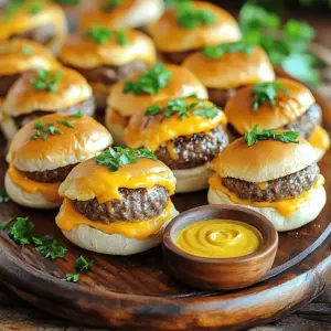 To make beef & cheddar sliders, you need simple ingredients. This easy beef sliders recipe features ground beef, cheddar cheese, onions, and garlic. Here is a list of the main ingredients: