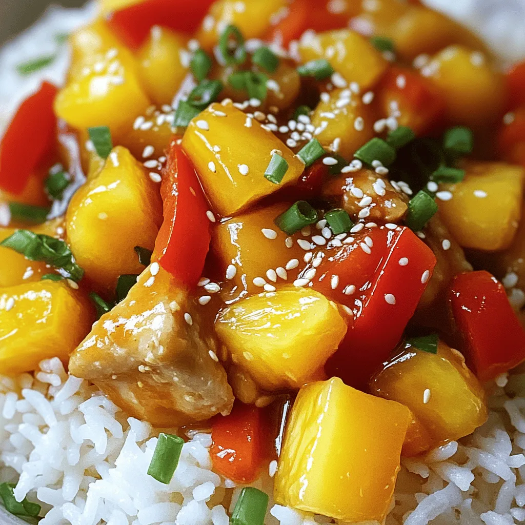 To make sweet and sour chicken, you need a few key ingredients. The main star is <strong>chicken</strong>. I prefer using <strong>boneless, skinless chicken thighs</strong> for their flavor and tenderness. You will also need <strong>bell peppers</strong> and <strong>pineapple chunks</strong>. Both add a nice crunch and sweetness.” /></p>
</p>
<h2>What are Some Creative Variations of Sweet and Sour Chicken?</h2>
</p>
<p>Sweet and sour chicken has many fun twists. You can swap chicken for shrimp, tofu, or pork. Each change gives a new taste. If you want a veggie option, use cauliflower or mushrooms.</p>
</p>
<p>You can also add extra veggies. Try snap peas, carrots, or broccoli. These add color and crunch. A sweet and sour chicken with pineapple is a classic. Pineapple adds a juicy sweetness. Fresh or canned works great!</p>
</p>
<p>To get unique flavors, think outside the box. Add ginger for warmth or chili flakes for heat. You could even mix in a splash of orange juice. This brightens the dish and adds zest.</p>
</p>
<p>Around the world, sweet and sour chicken takes many forms. In China, it is often breaded and fried. In Hawaii, locals mix it with rice and local fruits. Each culture brings something special to this dish.</p>
</p>
<p>For a full recipe, check out the Sweet and Sour Chicken Delight. It gives you a tasty base to explore all these fun variations.</p>
</p>
<h2>What Nutritional Insights Should You Know About Sweet and Sour Chicken?</h2>
</p>
<p>Sweet and sour chicken is a tasty dish. It is also packed with nutrition. Typically, a serving has around 300 to 400 calories. The exact number can vary based on how you make it. You get protein from the chicken. This helps build and repair your body. Vegetables like bell peppers and onions add fiber and vitamins.</p>
</p>
<h3>What are the calorie and nutritional breakdowns of sweet and sour chicken?</h3>
</p>
<p>A common serving of sweet and sour chicken includes about 25 grams of protein and 15 grams of fat. The carbs usually come from the sauce and the pineapple. This dish often has about 30 grams of carbohydrates. The sauce gives it sweetness, while the chicken and veggies provide nutrients.</p>
</p>
<h3>How can sweet and sour chicken fit into a balanced diet?</h3>
</p>
<p>You can enjoy sweet and sour chicken as part of a balanced diet. Pair it with brown rice or quinoa for more fiber. Add a side of steamed broccoli or a salad for extra vitamins. This creates a meal that is colorful and full of nutrients. Remember to watch portion sizes. This helps keep your meals balanced.</p>
</p>
<h3>What healthier alternatives to traditional sweet and sour chicken recipes exist?</h3>
</p>
<p>You can make sweet and sour chicken healthier by using less sugar. Try using natural sweeteners like honey or maple syrup instead. You can also swap chicken thighs for chicken breast. This reduces fat without losing flavor. For a veggie twist, try using tofu or tempeh instead of chicken. These changes make the dish lighter but still delicious. For a full recipe, check out the Sweet and Sour Chicken Delight.</p>
</p>
<p><img decoding=