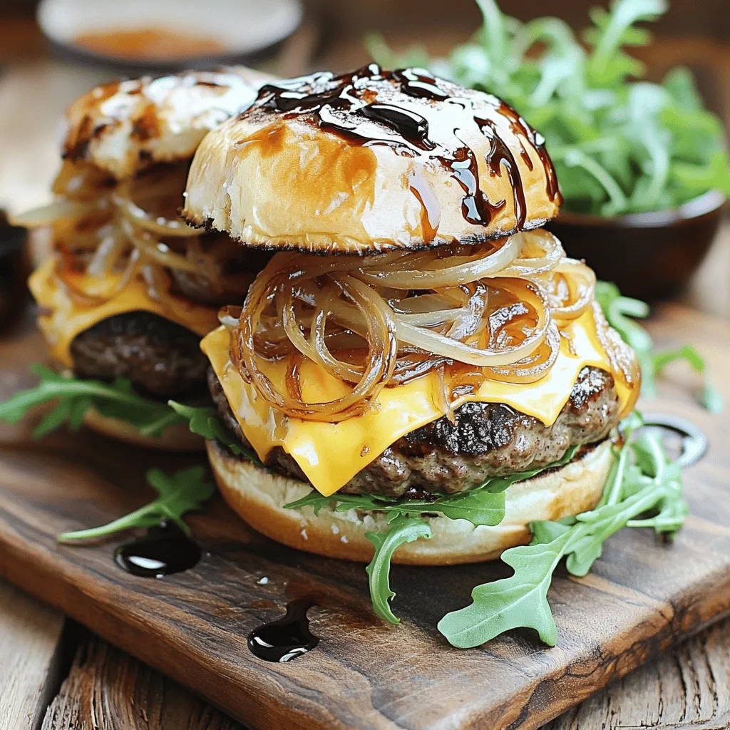 The Deconstructed French Onion Burger is a culinary delight that takes the beloved flavors of the classic French onion soup and elevates them into a gourmet burger experience. Imagine biting into a juicy beef patty, perfectly complemented by a sweet and savory layer of caramelized onions, melted Gruyère cheese, and a bed of fresh arugula, all resting on a hearty whole-grain bun. This dish not only satisfies the cravings for a traditional burger but also pays homage to the rich culinary tradition of French cuisine.