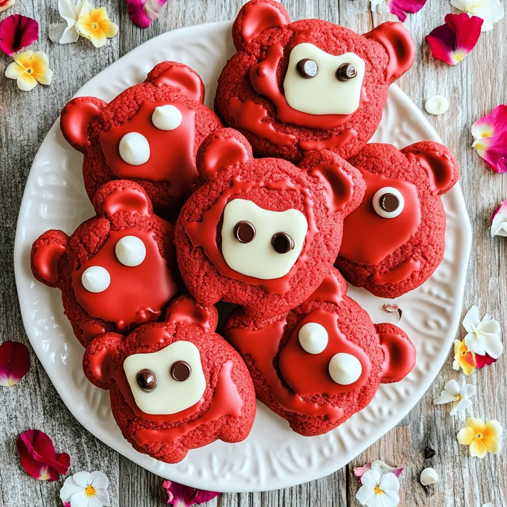 Red velvet bear cookies are a fun twist on the classic red velvet cake. These cookies bring joy with their bright color and cute bear shape. They are soft, chewy, and loaded with white chocolate chips. Each bite feels like a little hug.