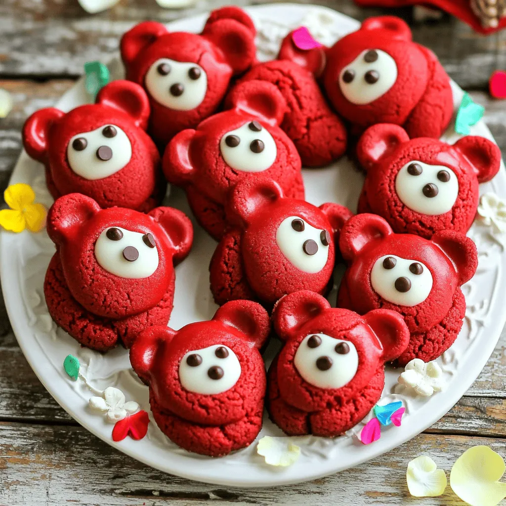 Red velvet bear cookies are a fun twist on the classic red velvet cake. These cookies bring joy with their bright color and cute bear shape. They are soft, chewy, and loaded with white chocolate chips. Each bite feels like a little hug.