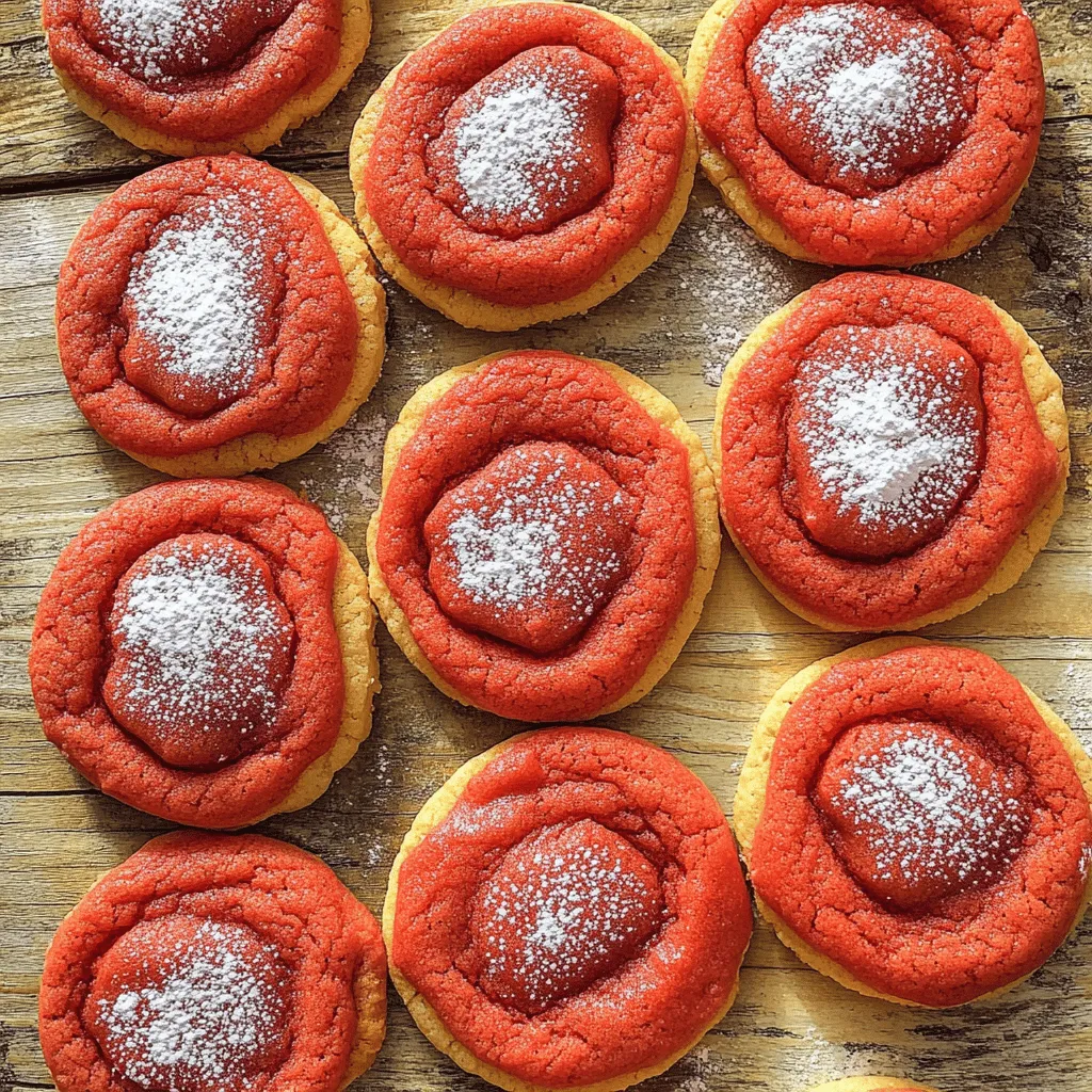 Red velvet gooey butter cookies are soft, sweet, and full of flavor. They blend the rich taste of red velvet cake with the creamy texture of butter cookies. This mix makes them truly unique.