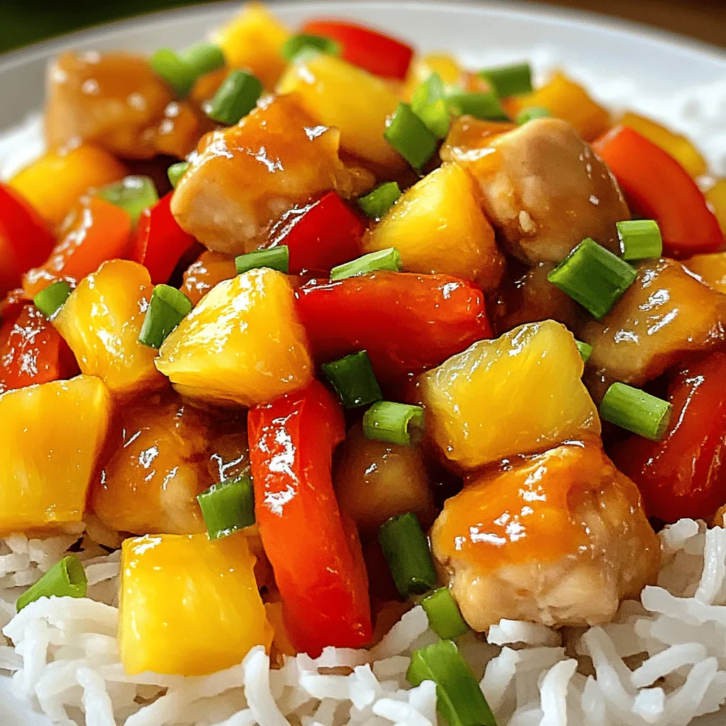 Sweet and sour chicken is a fun dish. To make it, you need some key ingredients. First, chicken is a must. I prefer boneless, skinless chicken thighs. They stay juicy and tender. You will also need fresh or canned pineapple. Pineapple adds a sweet, tangy flavor.