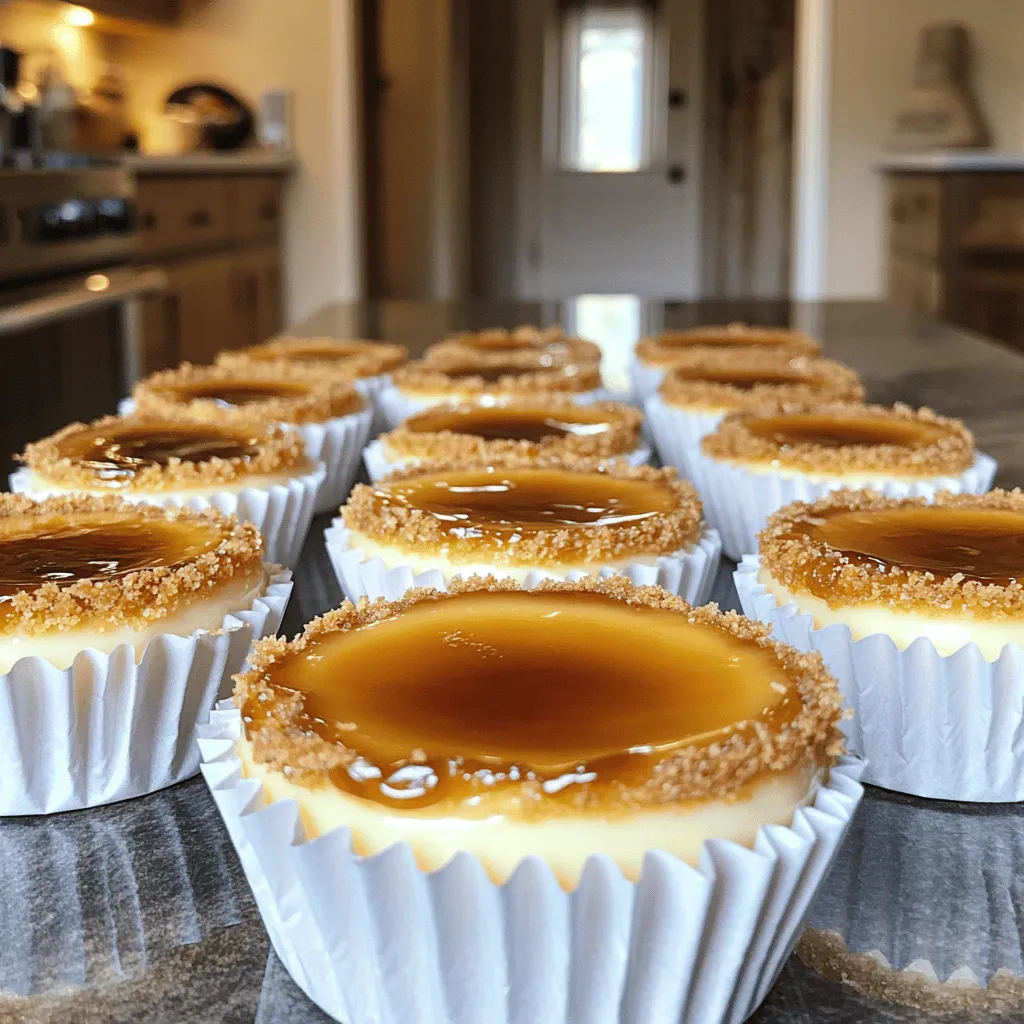 To make mini crème brûlée cheesecakes, you need simple ingredients that create rich flavors. The crust is a mix of graham cracker crumbs, melted butter, and brown sugar. This mix gives a sweet base with a nice crunch.