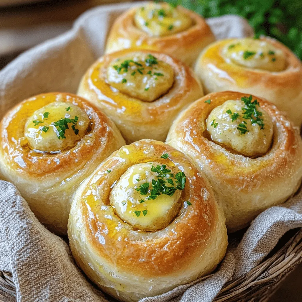 When you make garlic bread rolls, use simple and fresh ingredients. You will need all-purpose flour, instant yeast, sugar, salt, and warm water. These basic items create the dough.