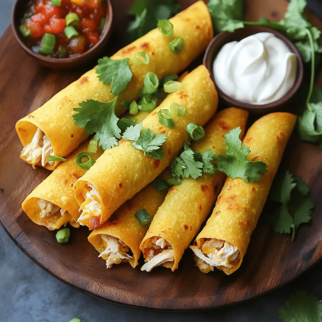 Crispy chicken taquitos are fun, rolled tortillas filled with chicken and cheese. They are a type of Mexican appetizer. You can find these tasty snacks at parties, game nights, or family gatherings. Their crispy texture and savory filling make them a hit with everyone.