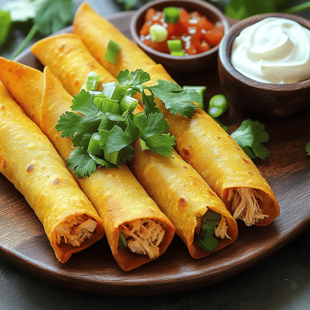 Crispy chicken taquitos are fun, rolled tortillas filled with chicken and cheese. They are a type of Mexican appetizer. You can find these tasty snacks at parties, game nights, or family gatherings. Their crispy texture and savory filling make them a hit with everyone.