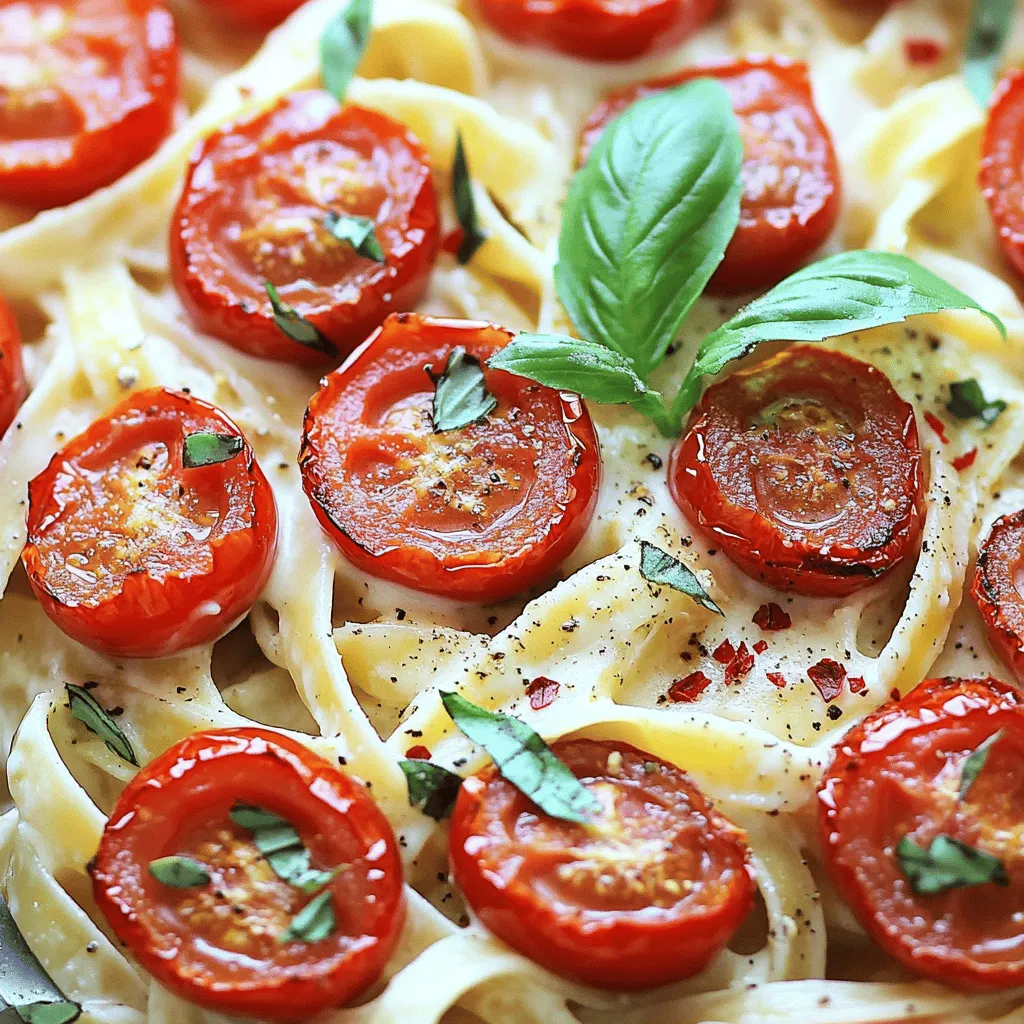 The creamy roasted tomato pasta recipe shines with simple ingredients. You need fresh cherry tomatoes, olive oil, and garlic. These items create a rich flavor base. Heavy cream and Parmesan cheese add creaminess and depth.